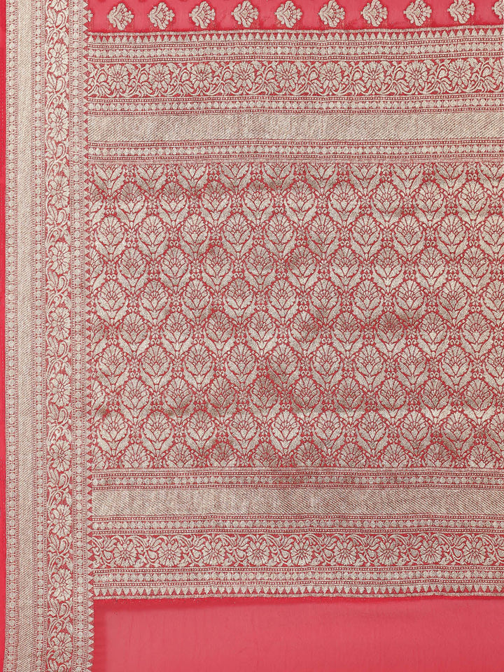 Zari Booti Chiffon Plain Saree