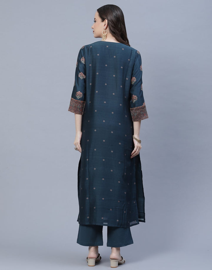 Chanderi Printed Kurti Pant Set