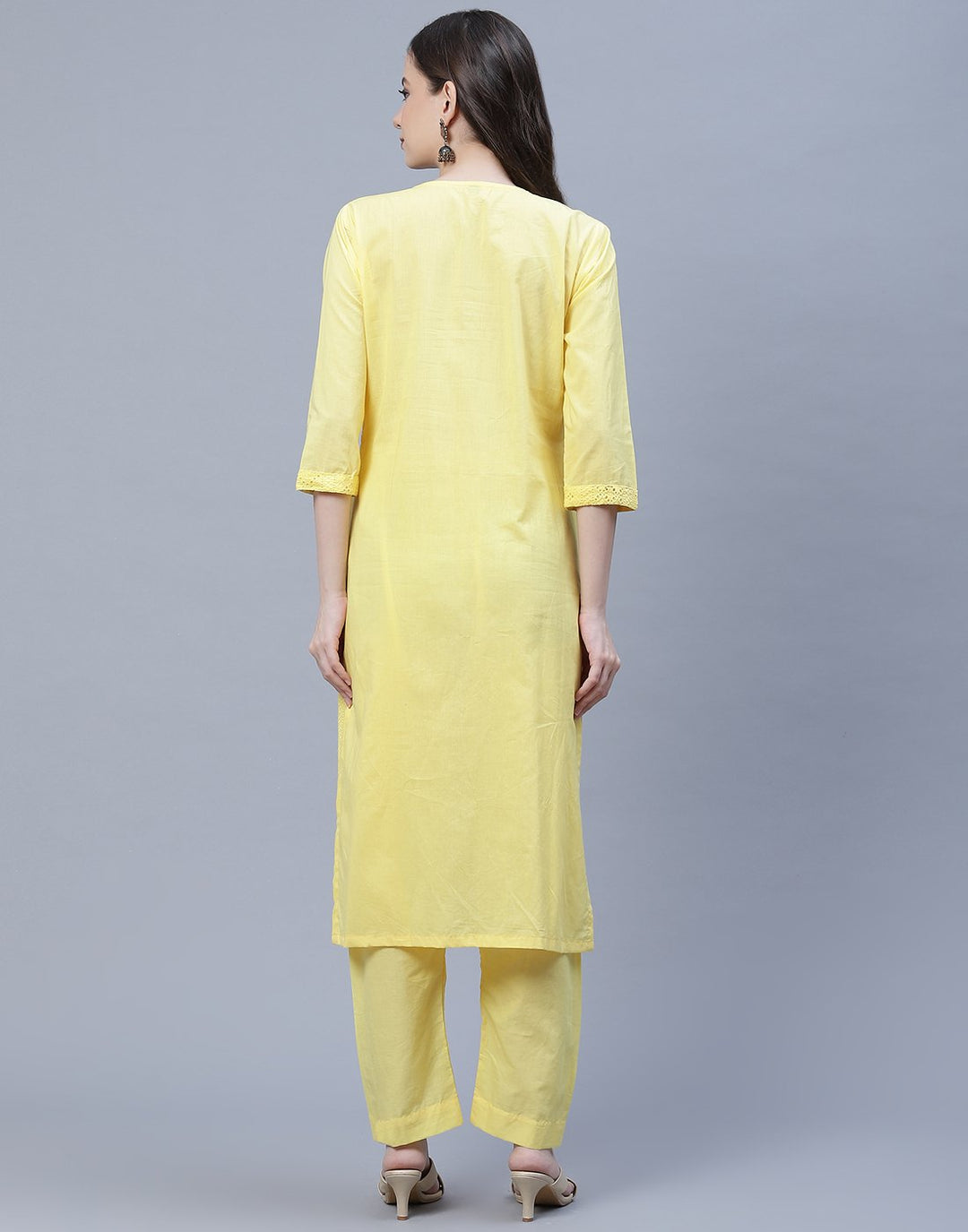 Cotton Embroidered Kurti with Straight Pant