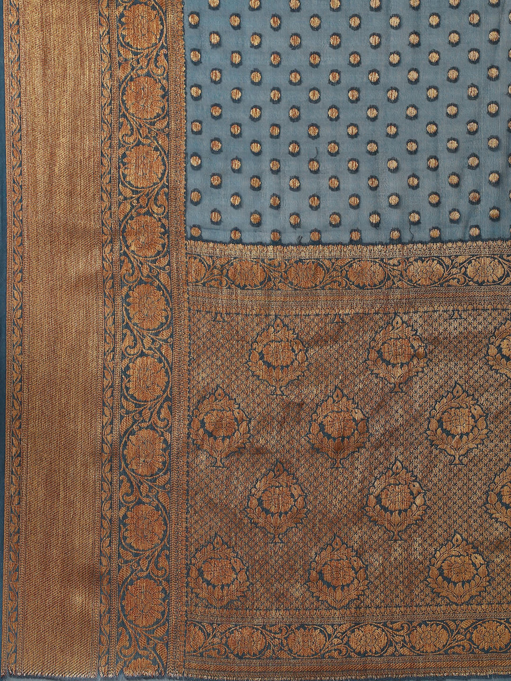 Antique Booti Chiffon Plain Saree