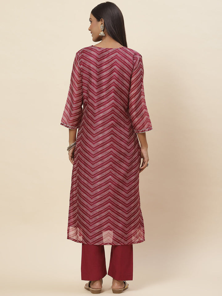 Printed Printed Chanderi Kurta With Pants