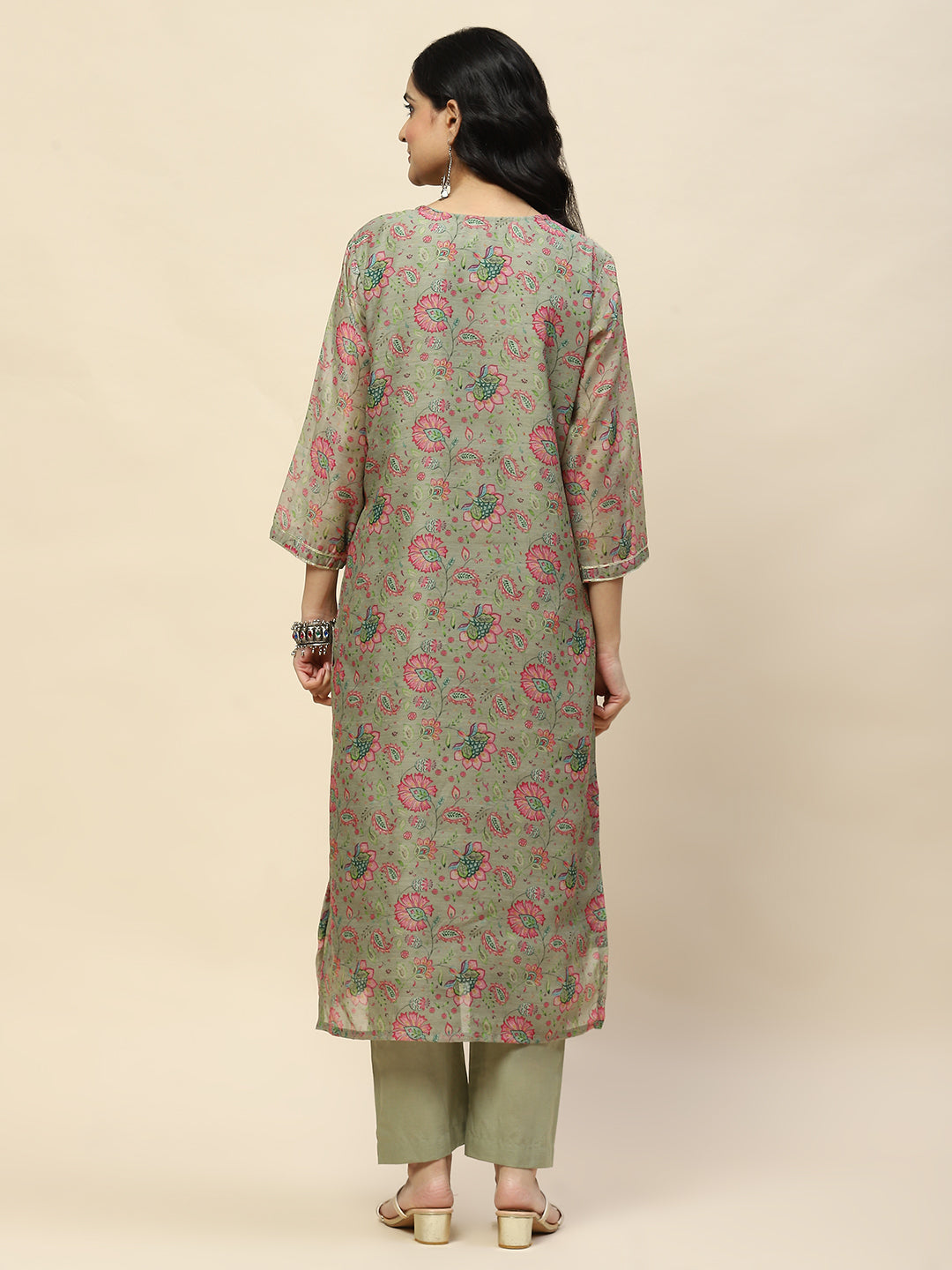 Gota Work Chanderi Kurta With Pants