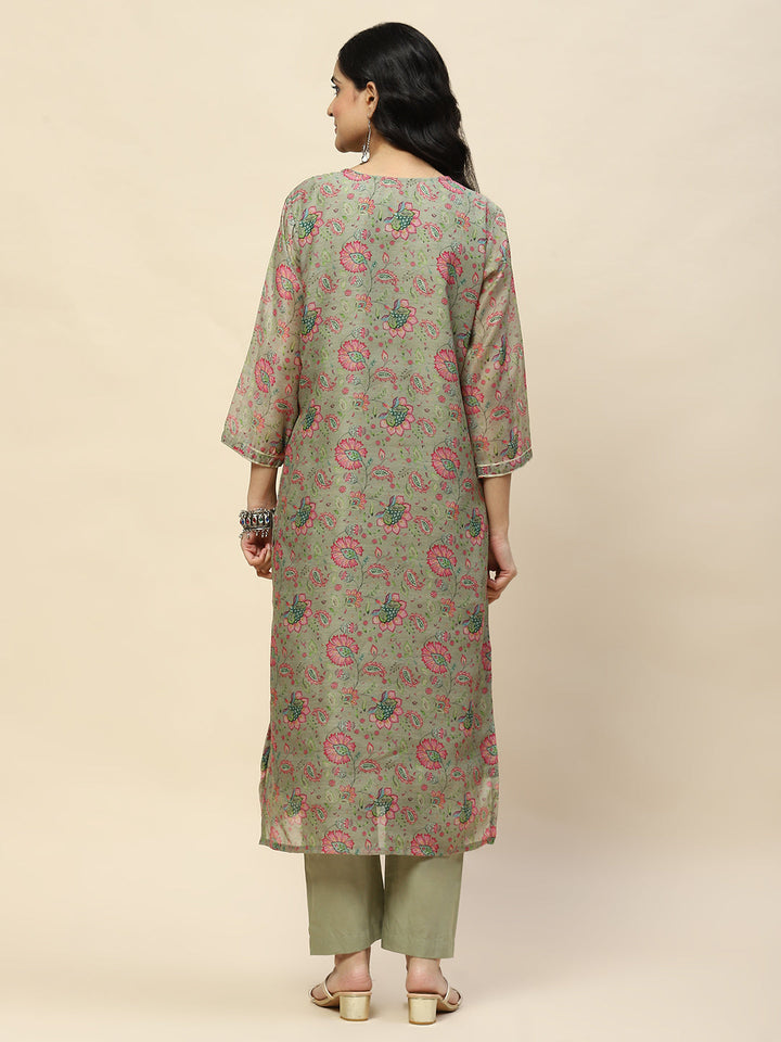 Gota Work Chanderi Kurta With Pants