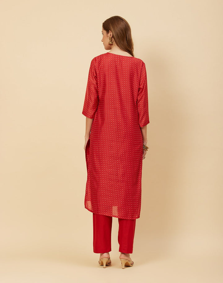 Embroidered Chanderi Kurti With Pant