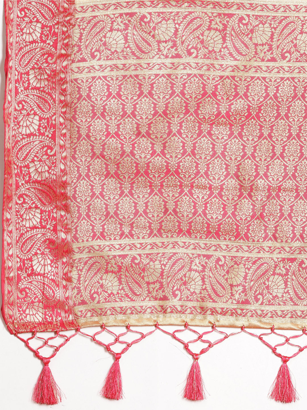 Plain Zari Border Banarasi Woven Saree