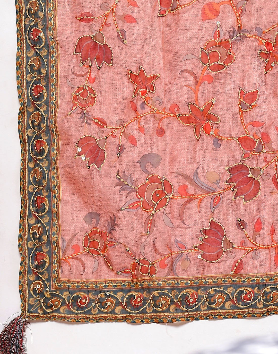 Chanderi Embroidered Suit Piece with fancy dupatta