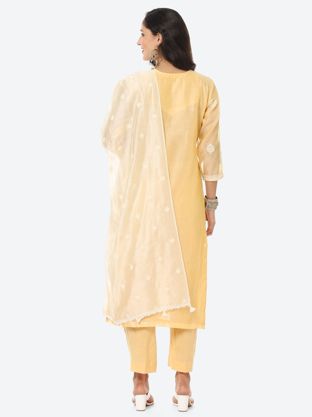 Resham Booti Cotton Stitched Salwar Kameez With Embroidered Chanderi Dupatta