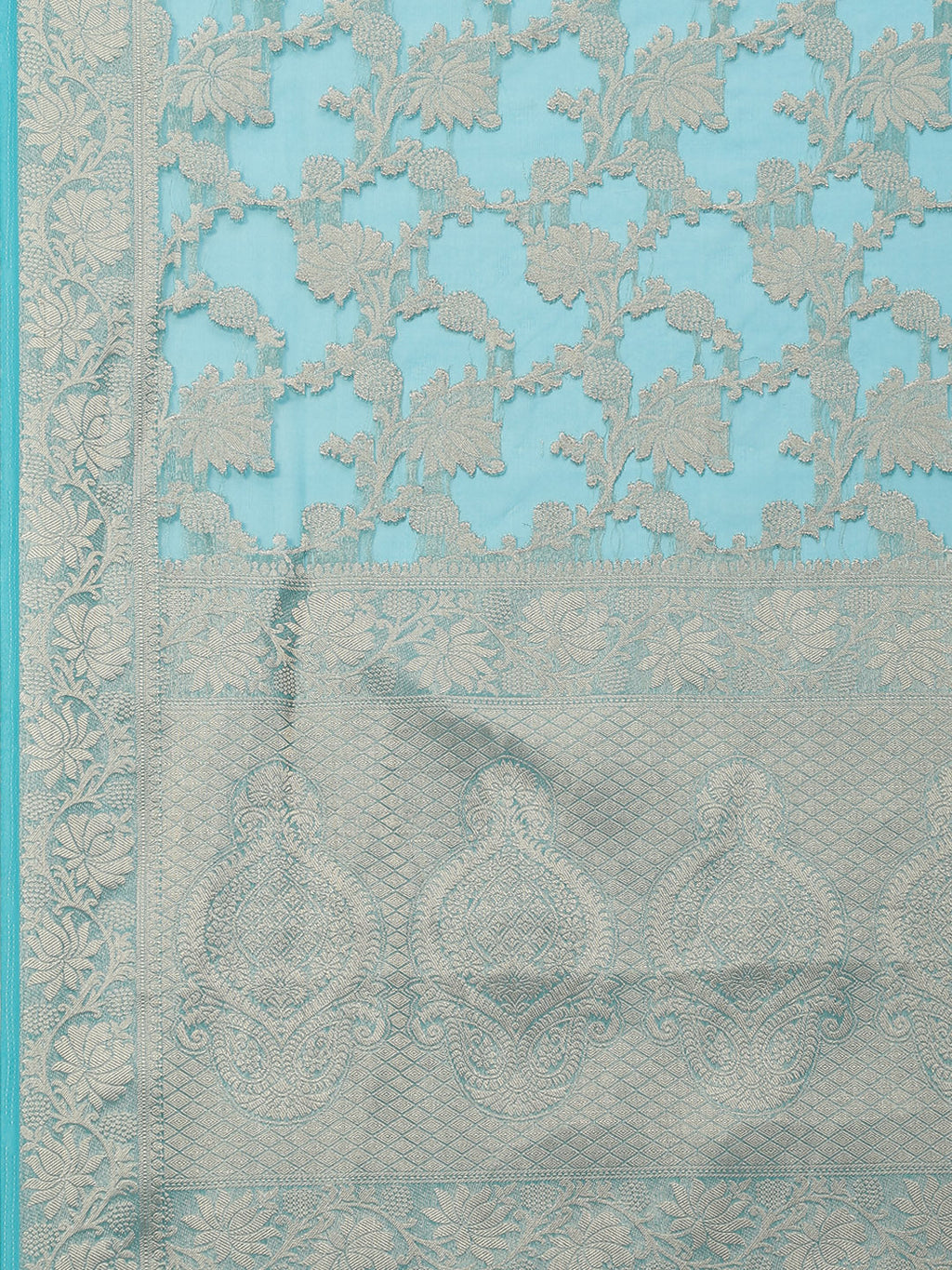 Floral Zari Jaal Organza Woven Saree