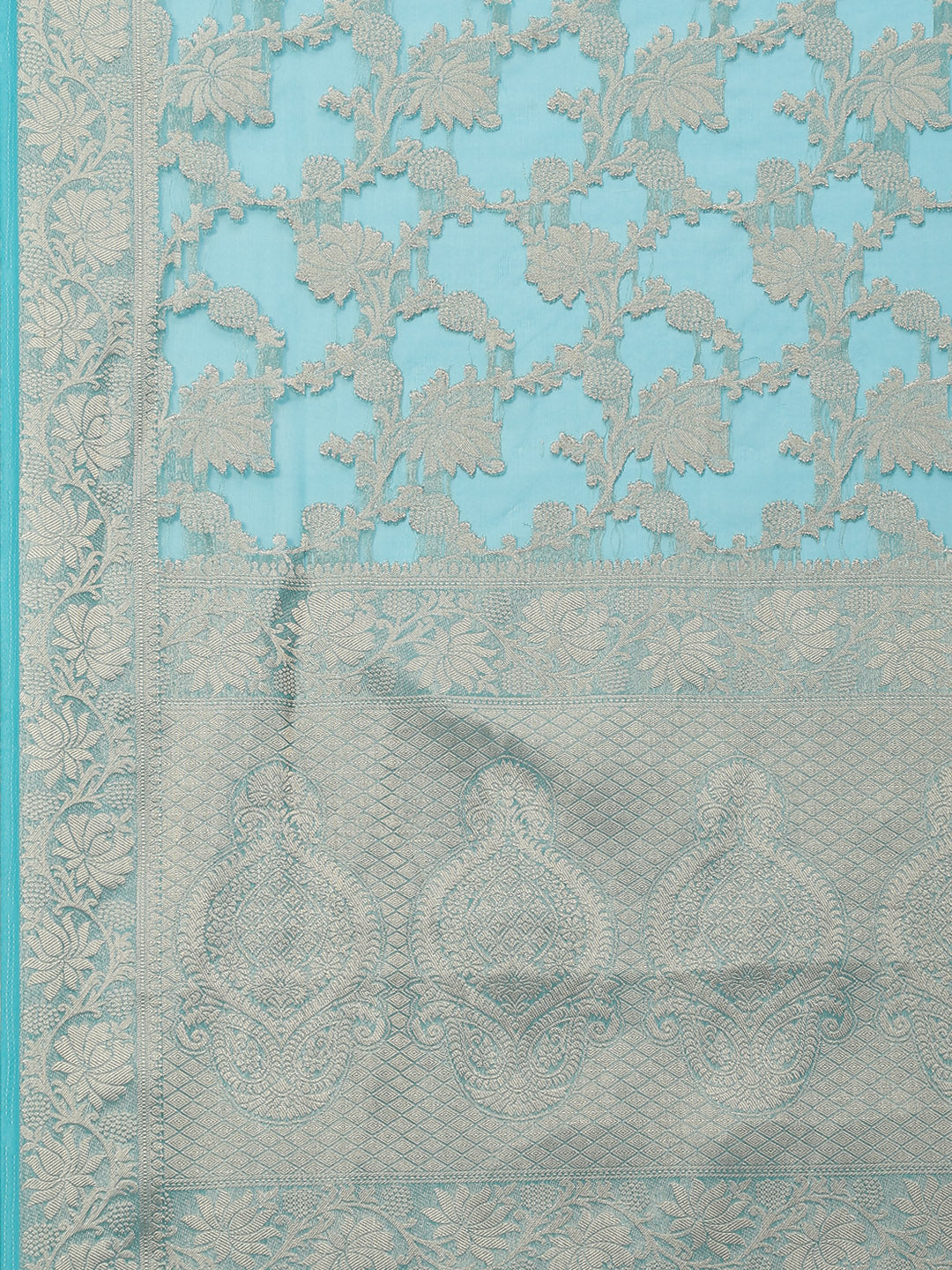 Floral Zari Jaal Organza Woven Saree
