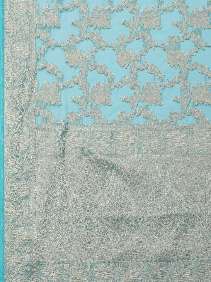 Floral Zari Jaal Organza Woven Saree
