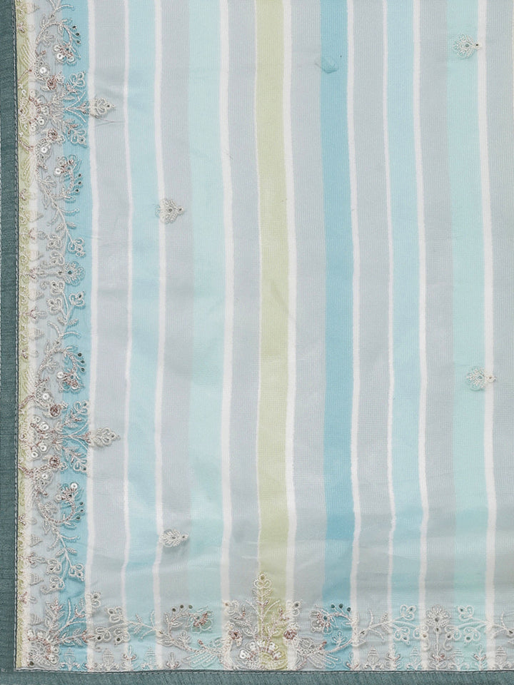 Abstract Sequence Printed Organza Saree