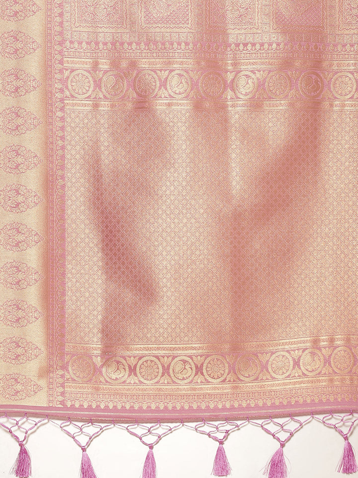 Brocade Zari Jaal Art Handloom Saree with Running blouse