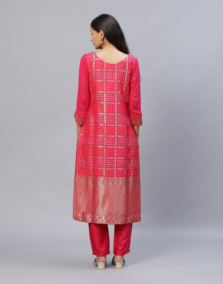 Rani Banarasi Brocade Straight Salwar Kameez Stitched Suit