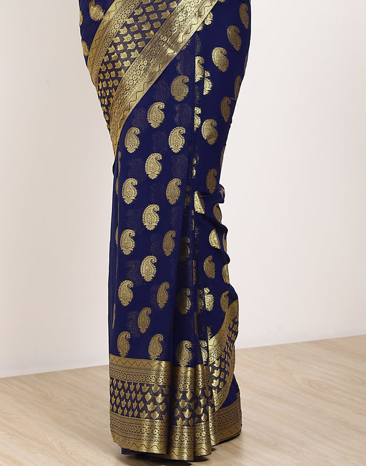 MBZ Meena Bazaar-Art Chiffon Saree with Border Booti