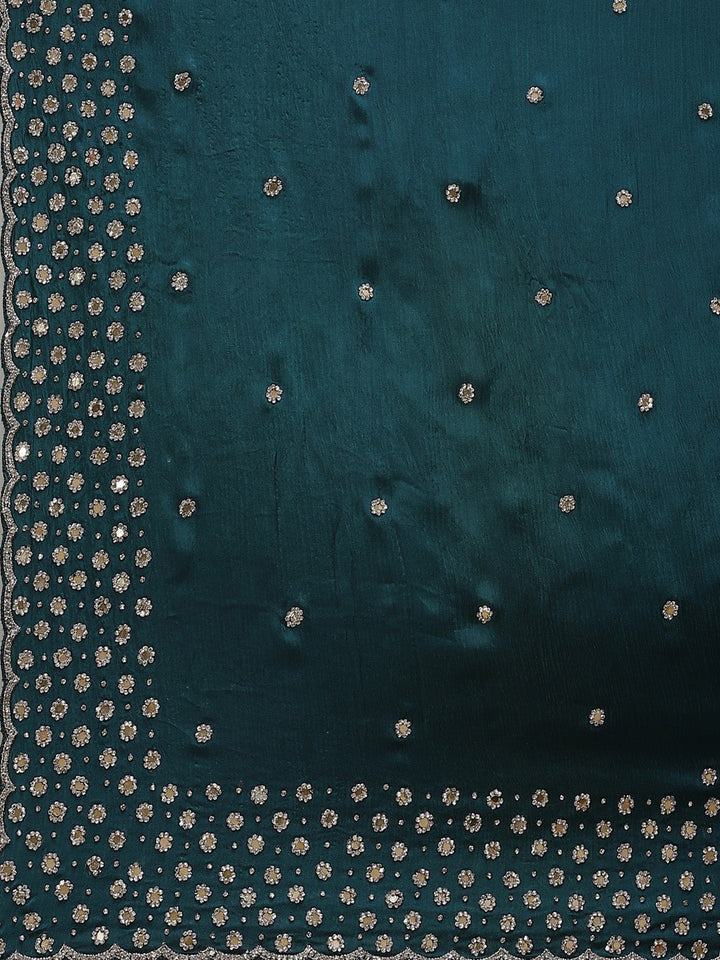 Stone Booti Pure Satin Embroided Saree