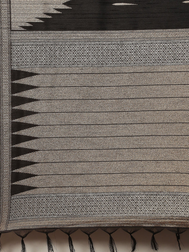 Zari Border Booti Tussar Woven Saree