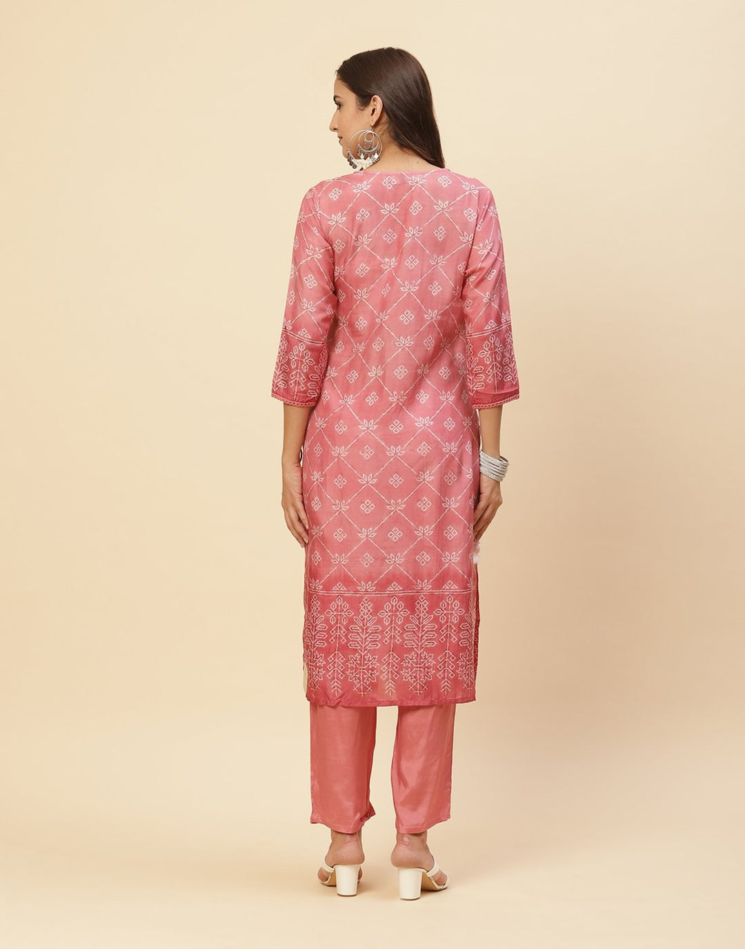 Mirror Work Printed Cotton Muslin Kurti With Pant