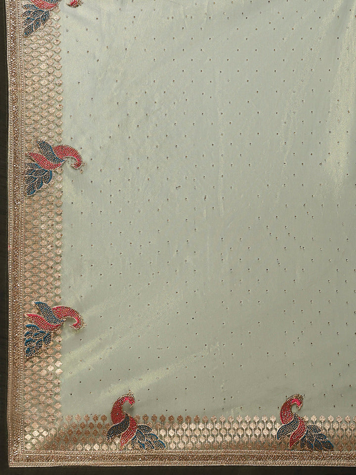 Stone Embroidery Tissue Saree
