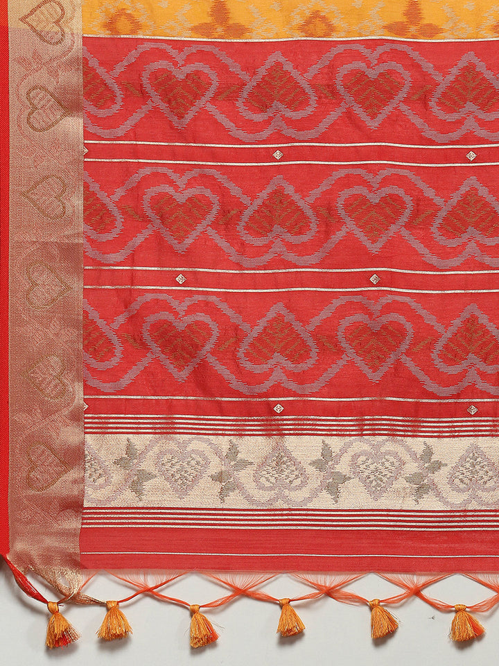 Woven Border Booti Art Silk Saree