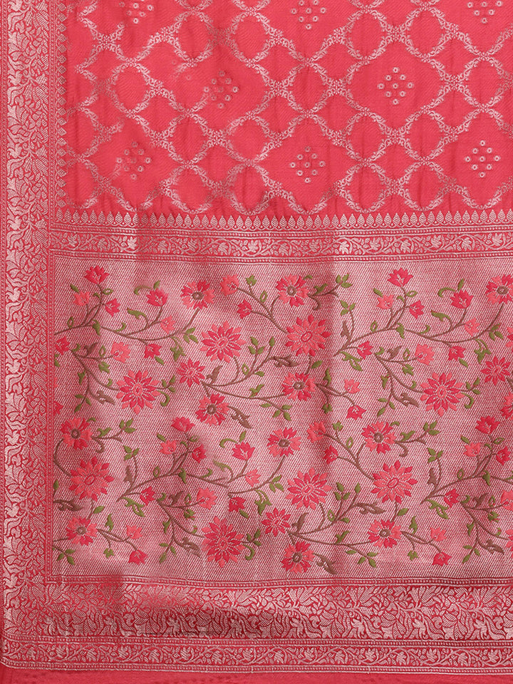Zari Border Booti Art Silk Woven Saree