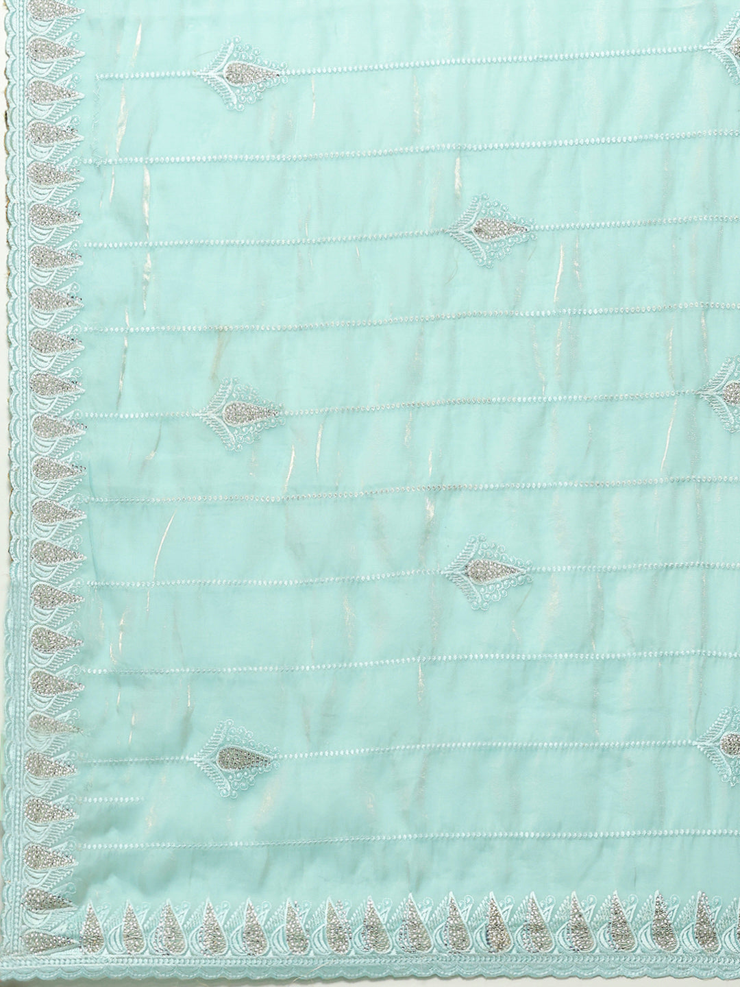 Zari Border Booti Organza Saree