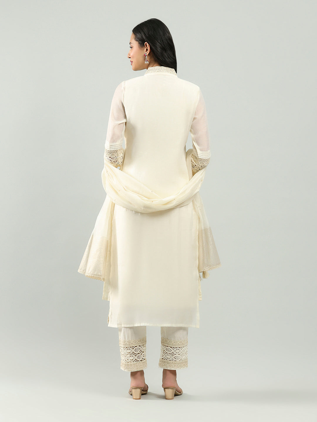 Resham Embroidered Chanderi Suit Set With Dupatta