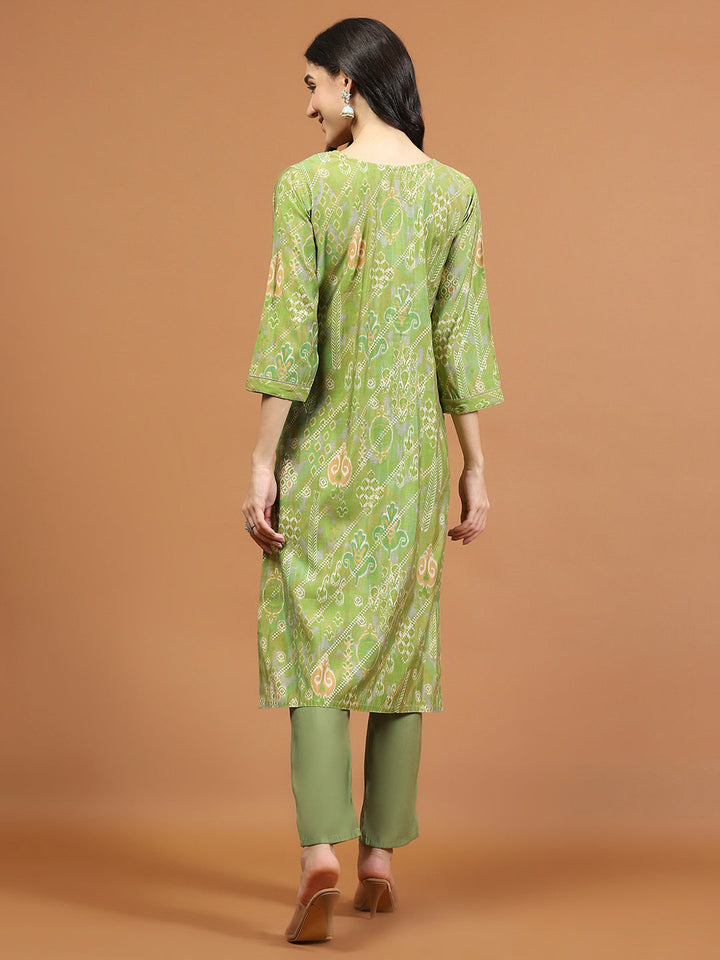 Printed Muslin Kurta With Pants