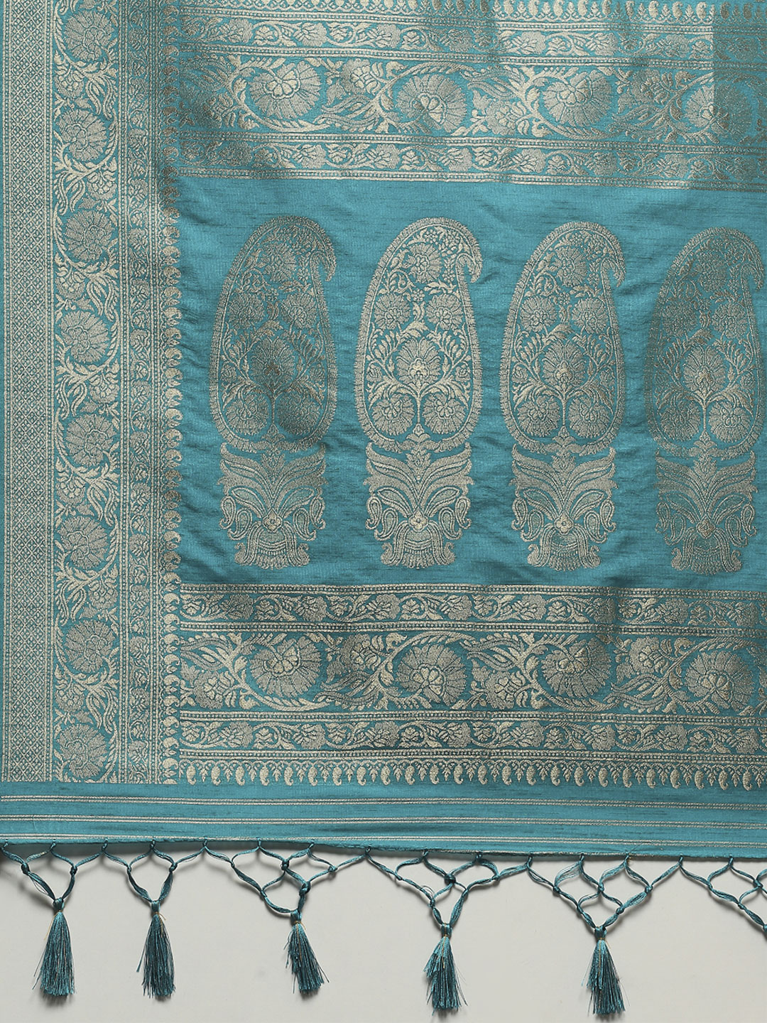 Zari Border Booti Art Silk Woven Saree