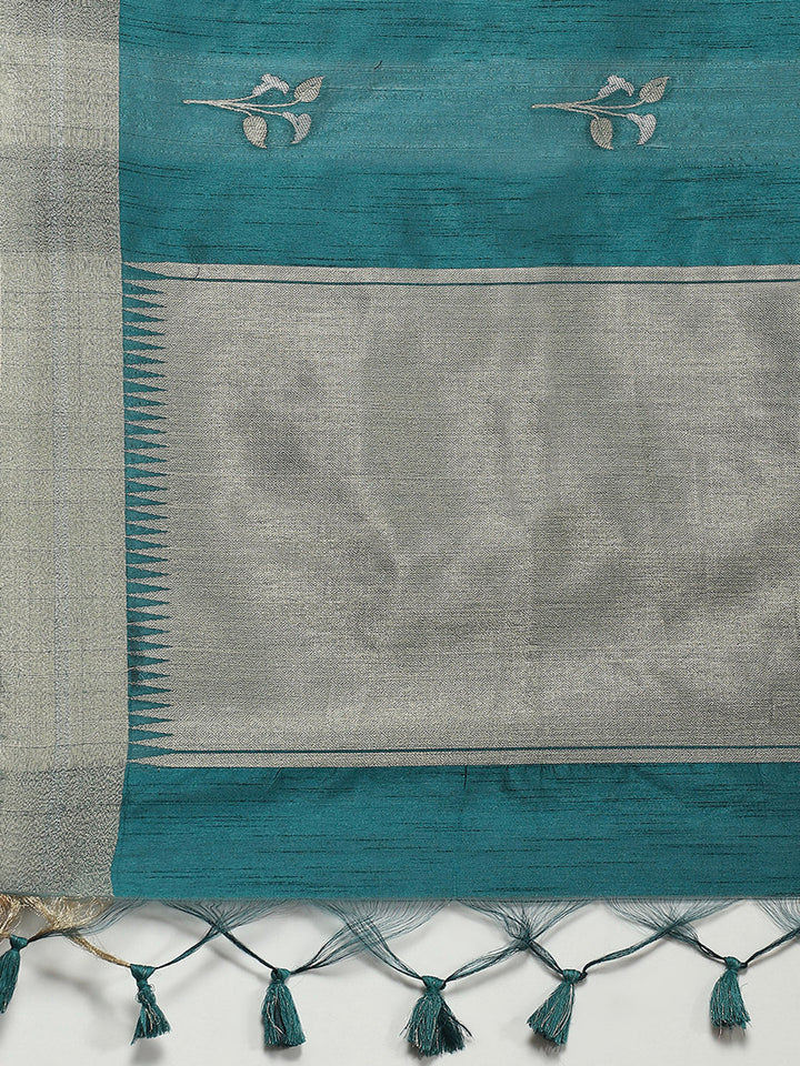 Woven Border Booti Art Silk Saree