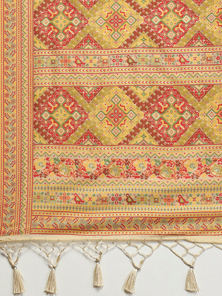 Zari Border Booti Art Silk Woven Saree