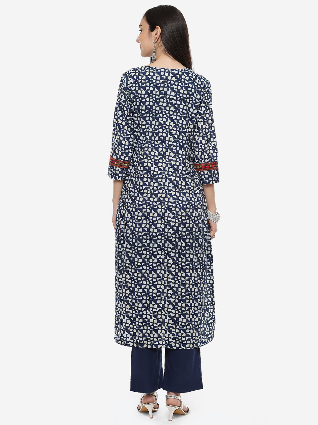 Printed Gota Patti Cotton Kurti With Pant