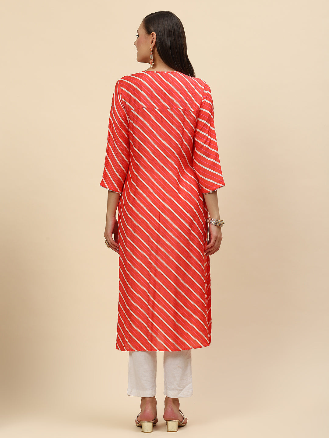 Neck Embroidered &amp; Printed Muslin Kurta