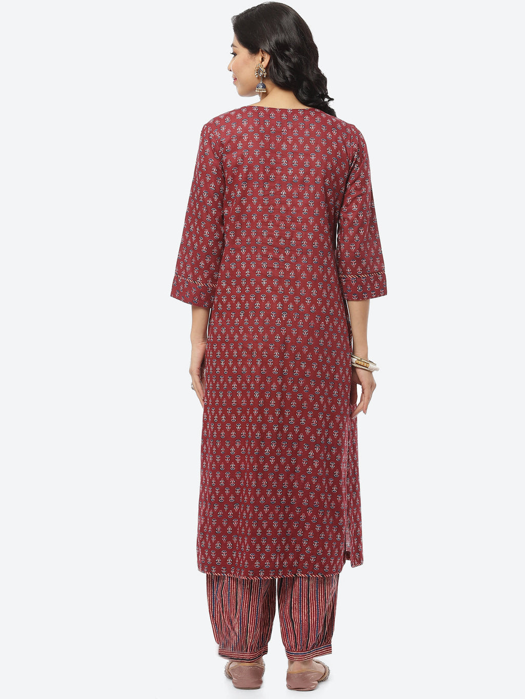 Printed Gota Work Cotton Kurti With Pant