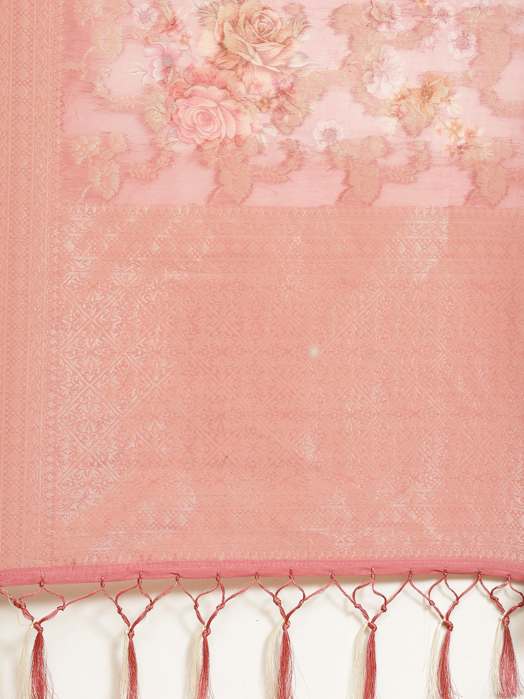 Digital Floral Printed Banarasi Pallu Cotton Chanderi Saree