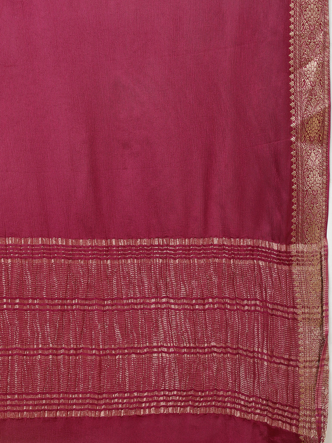 Plain Zari Border Crepe Saree