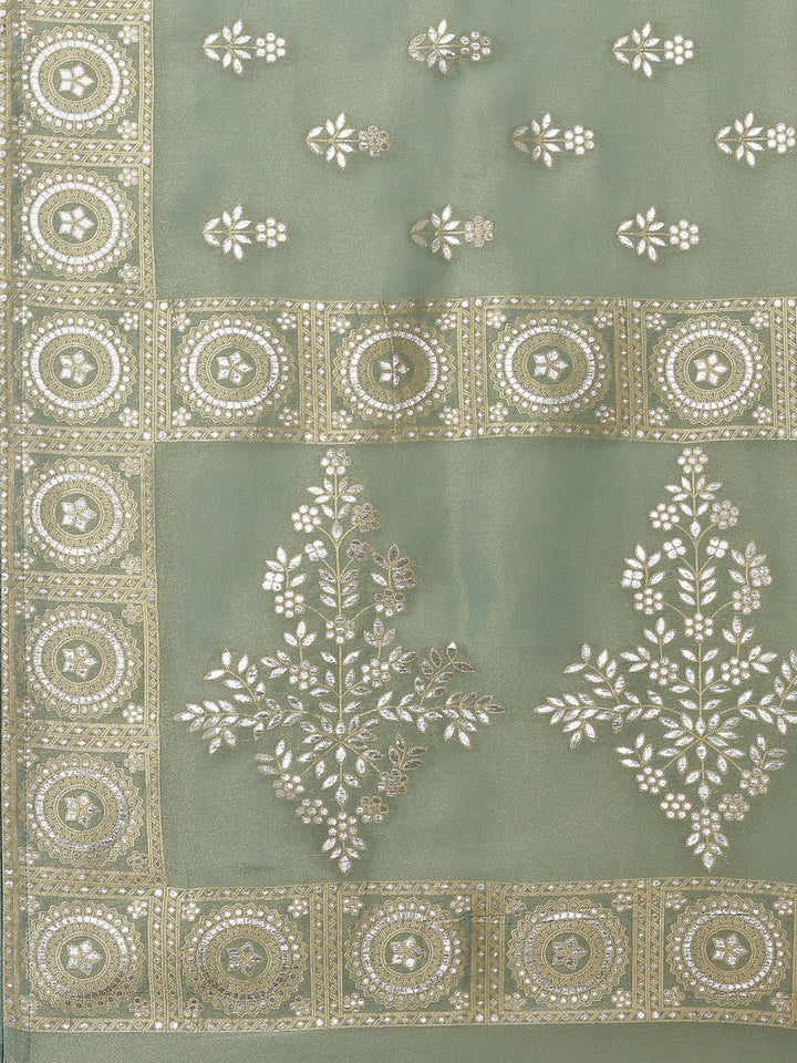 Zari Border Booti Banarasi Woven Saree