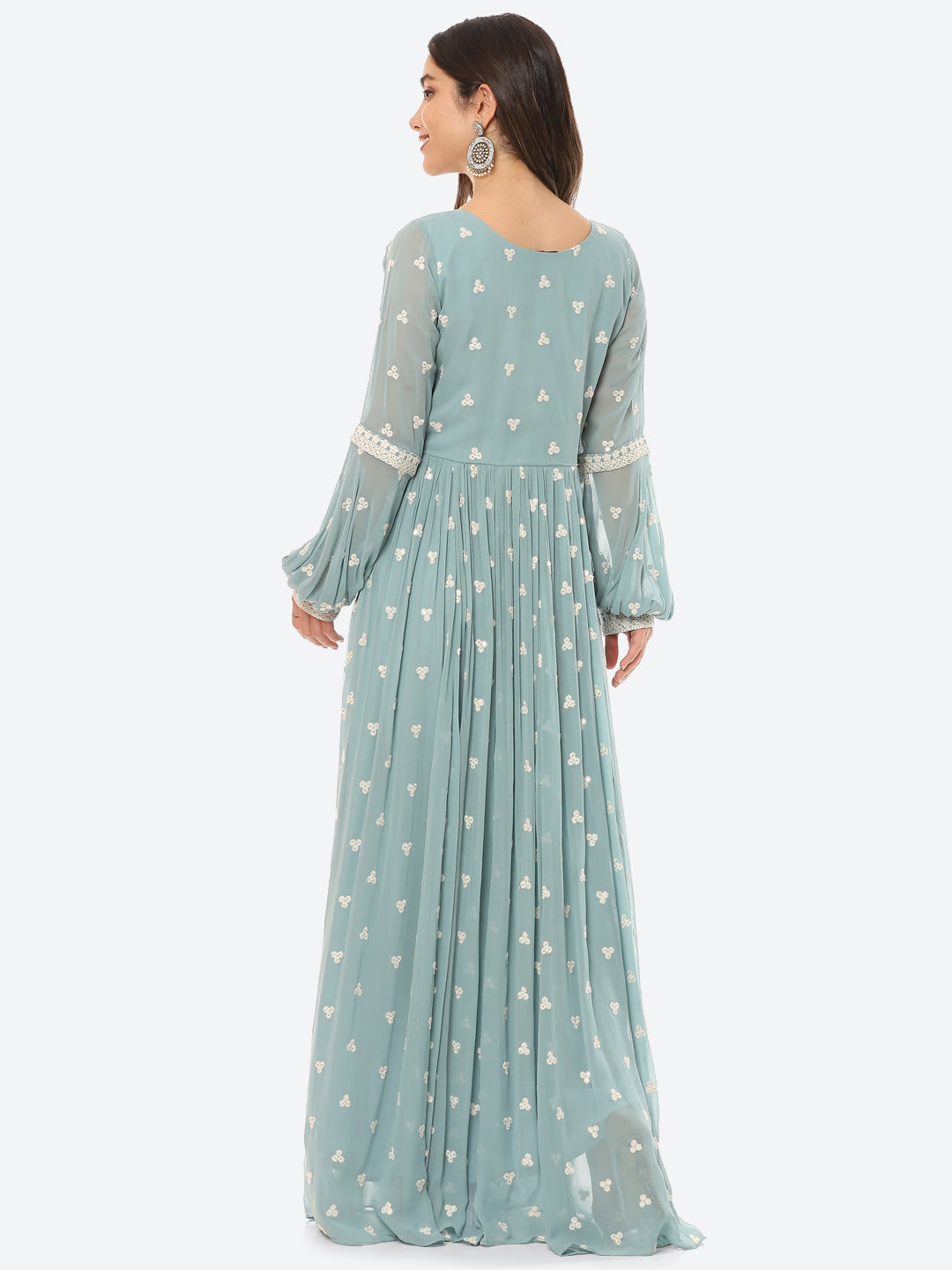 Resham Booti Georgette Gown Dress