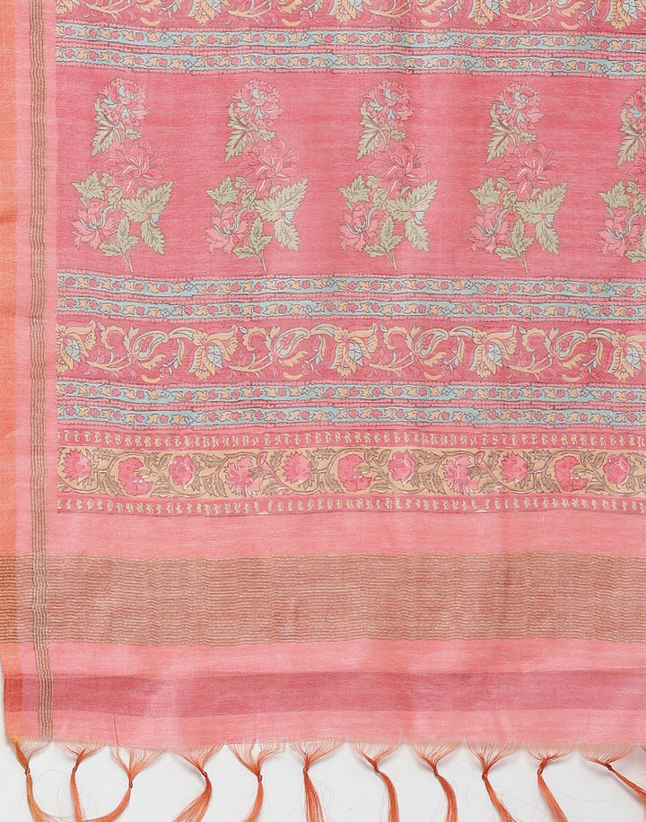 Printed Cotton Linen Saree