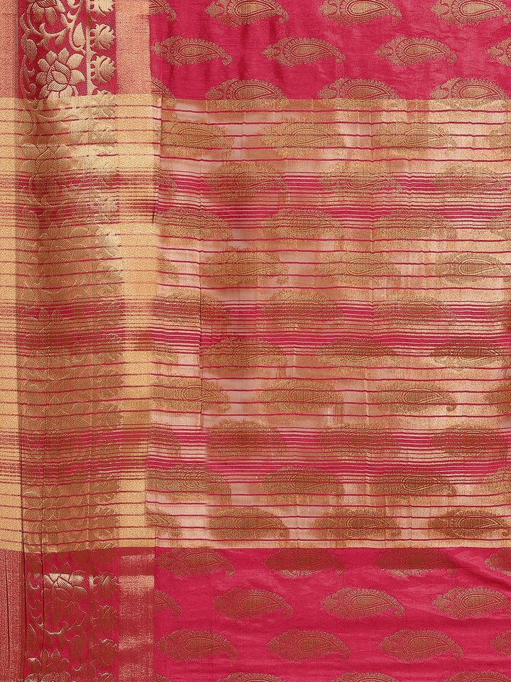 Zari Border Booti Art Handloom Woven Saree