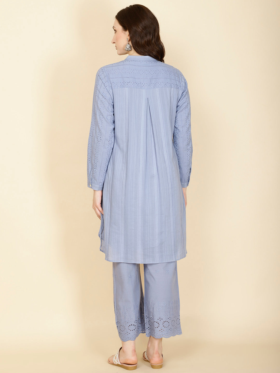 Plain Woven Cotton Kurta With Pants