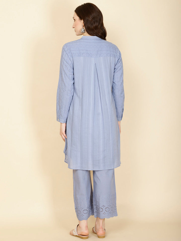 Plain Woven Cotton Kurta With Pants