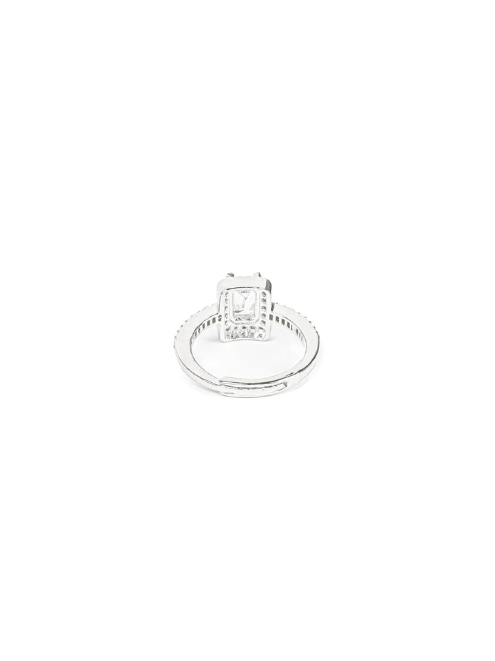 Silver &amp; White AD Stone Ring