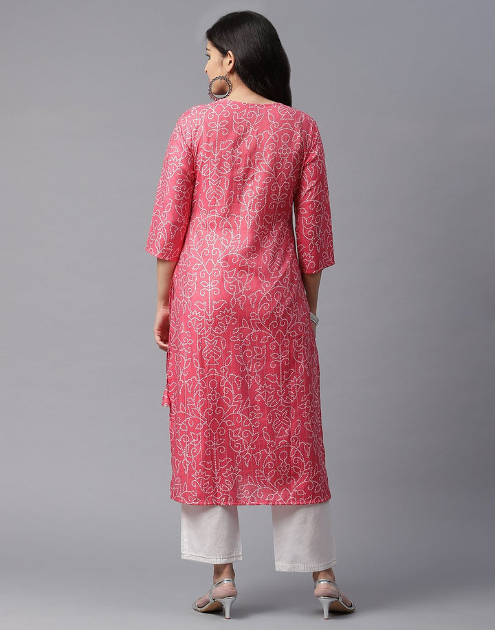 Bandhini Print Kurti Pant Set with Gota Patti Work