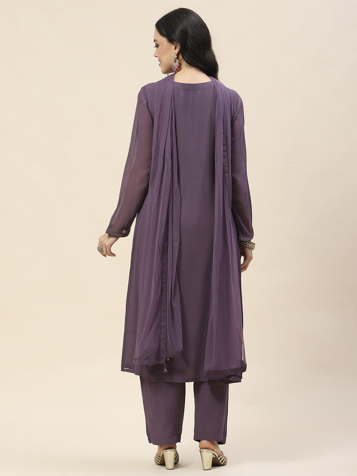 Georgette Suit Set With Net Dupatta