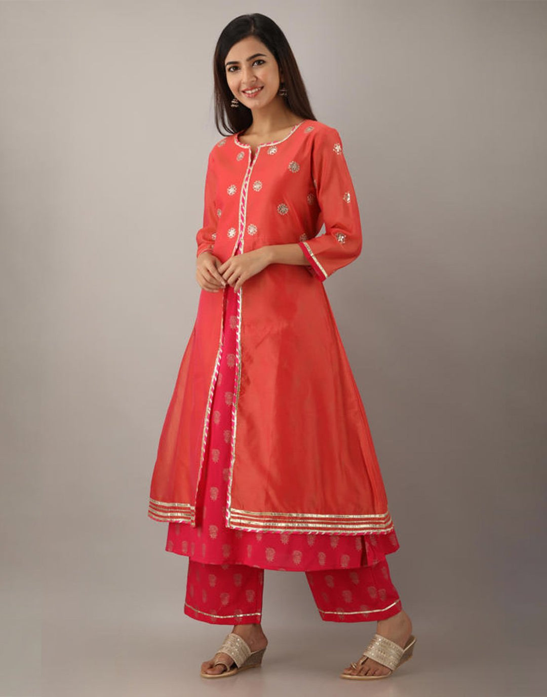 Printed Cotton Anarkali Kurti With Pant