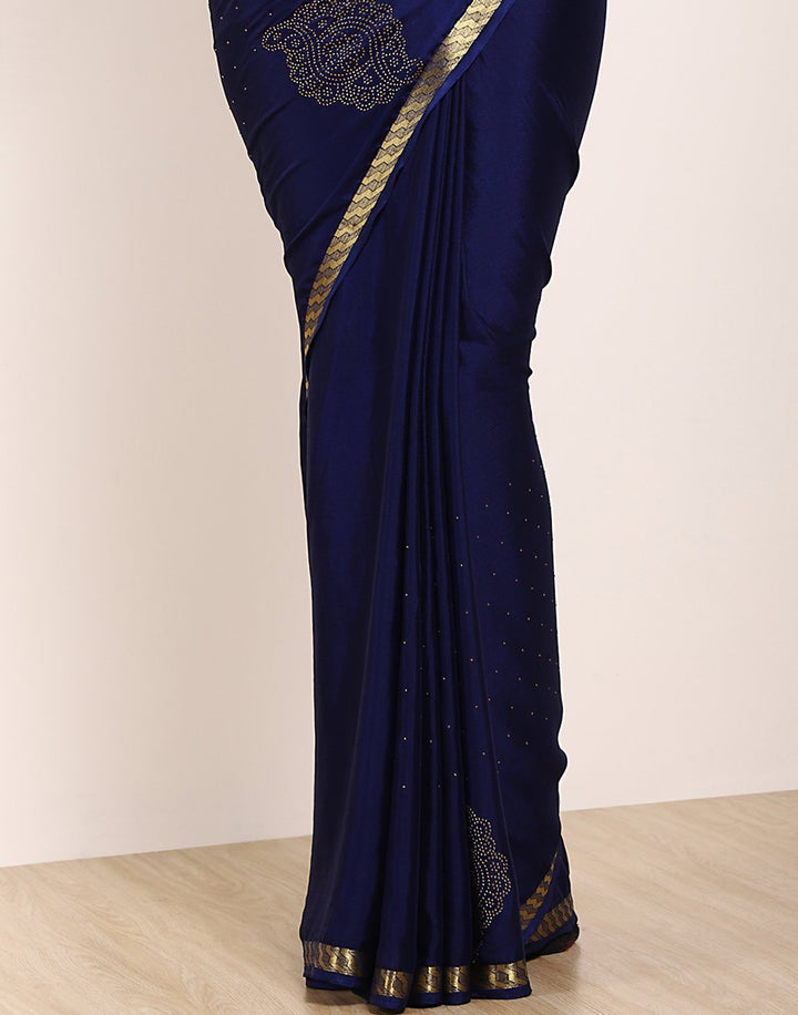 Navy Blue Art Crepe Saree