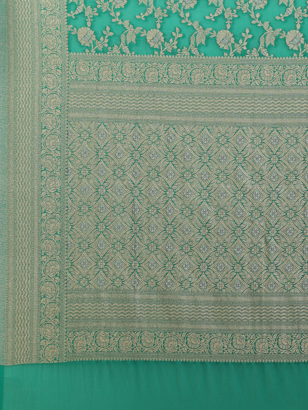Floral Zari Jaal Georgette Plain Saree