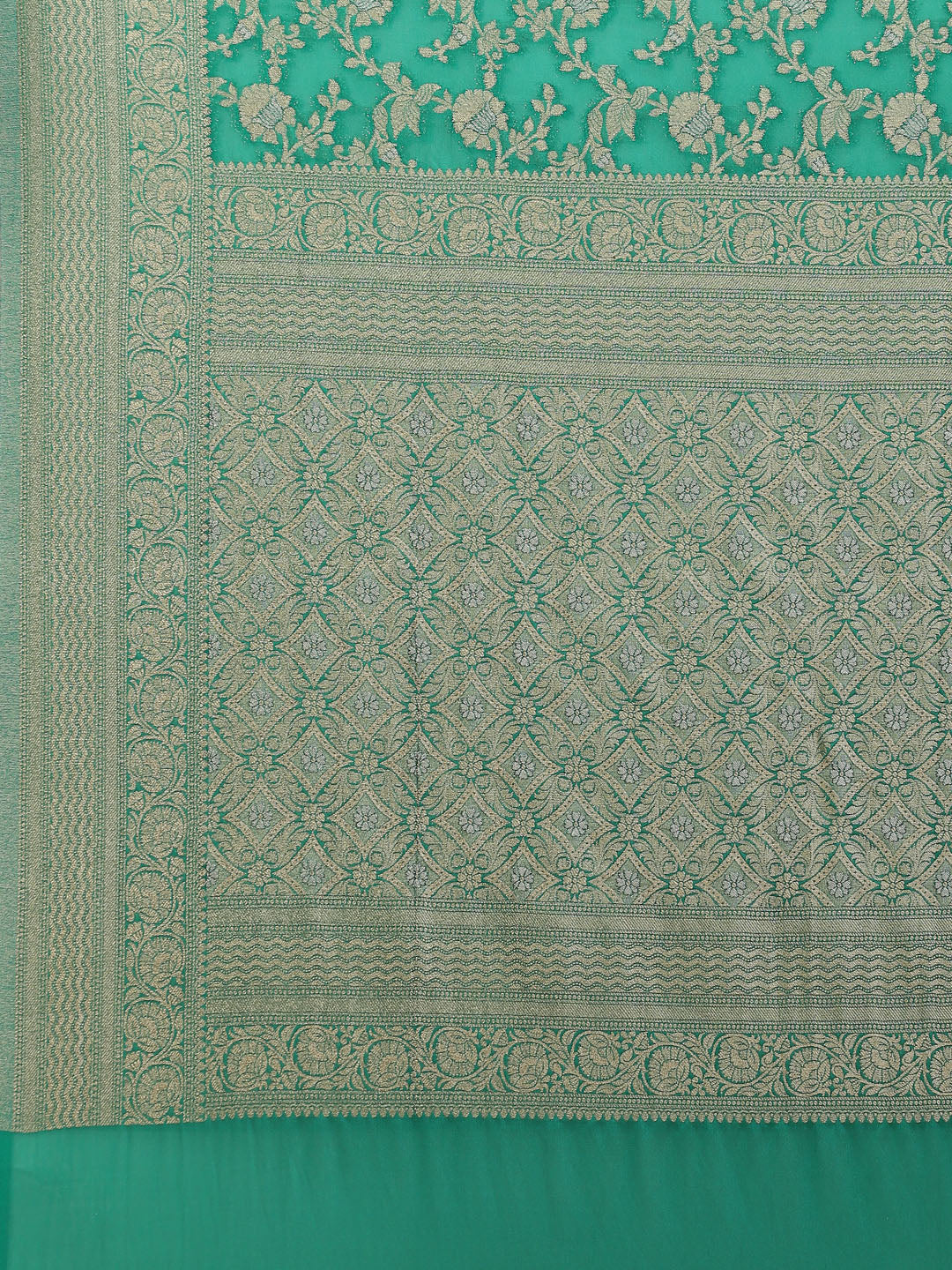 Floral Zari Jaal Georgette Plain Saree