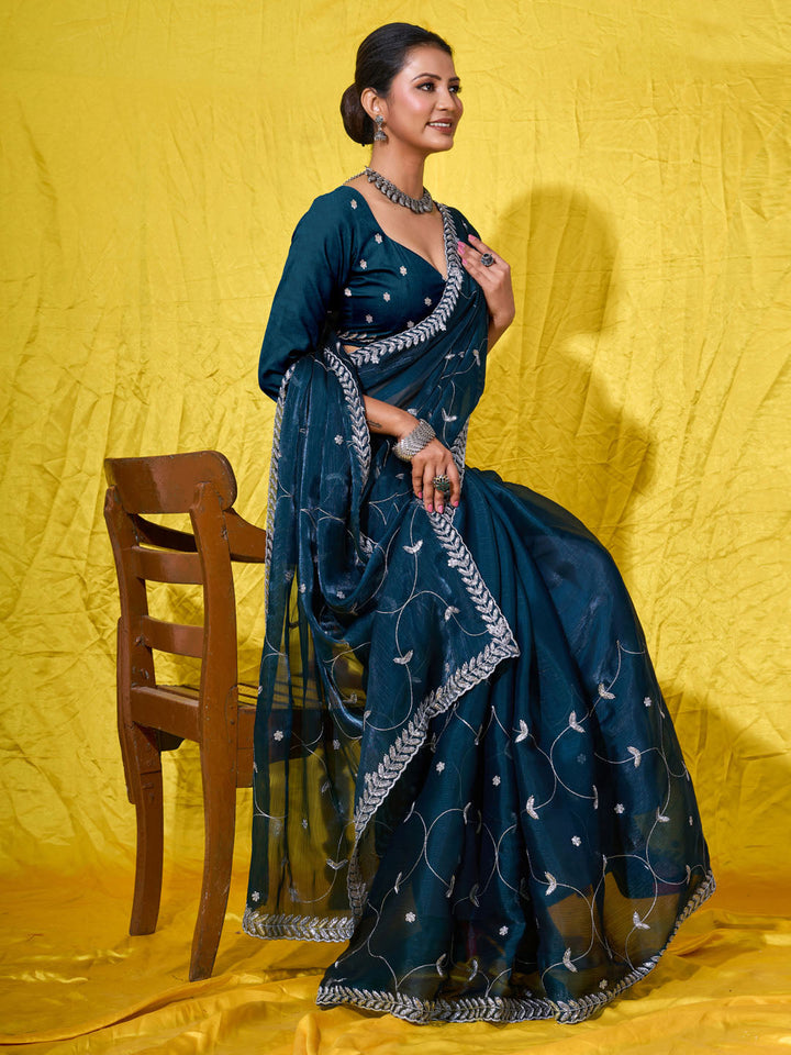 Embroidered Chiffon Saree