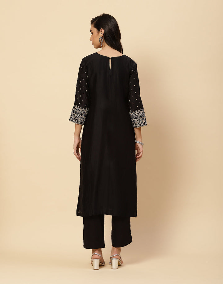 Embroidered Cotton Chanderi Salwar Kameez Stitched Suit With Chanderi Dupatta